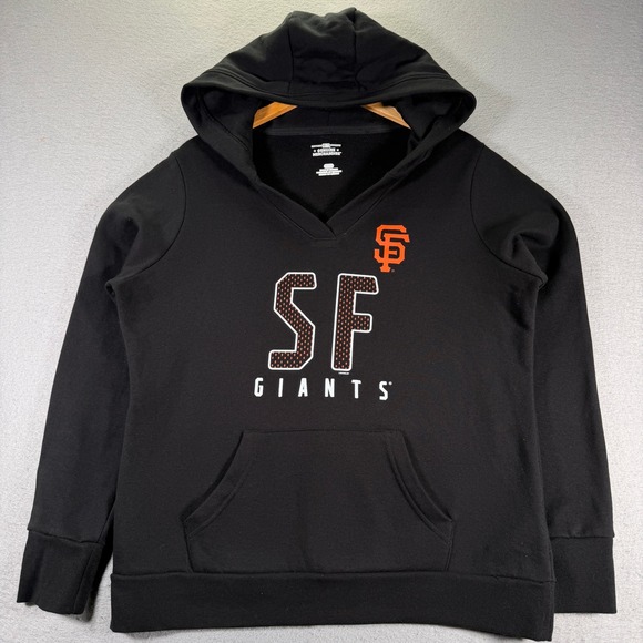 Genuine Merchandise Tops - San Francisco SF Giants Black V-Neck Hoodie Sweatshirt Women's Size L/G